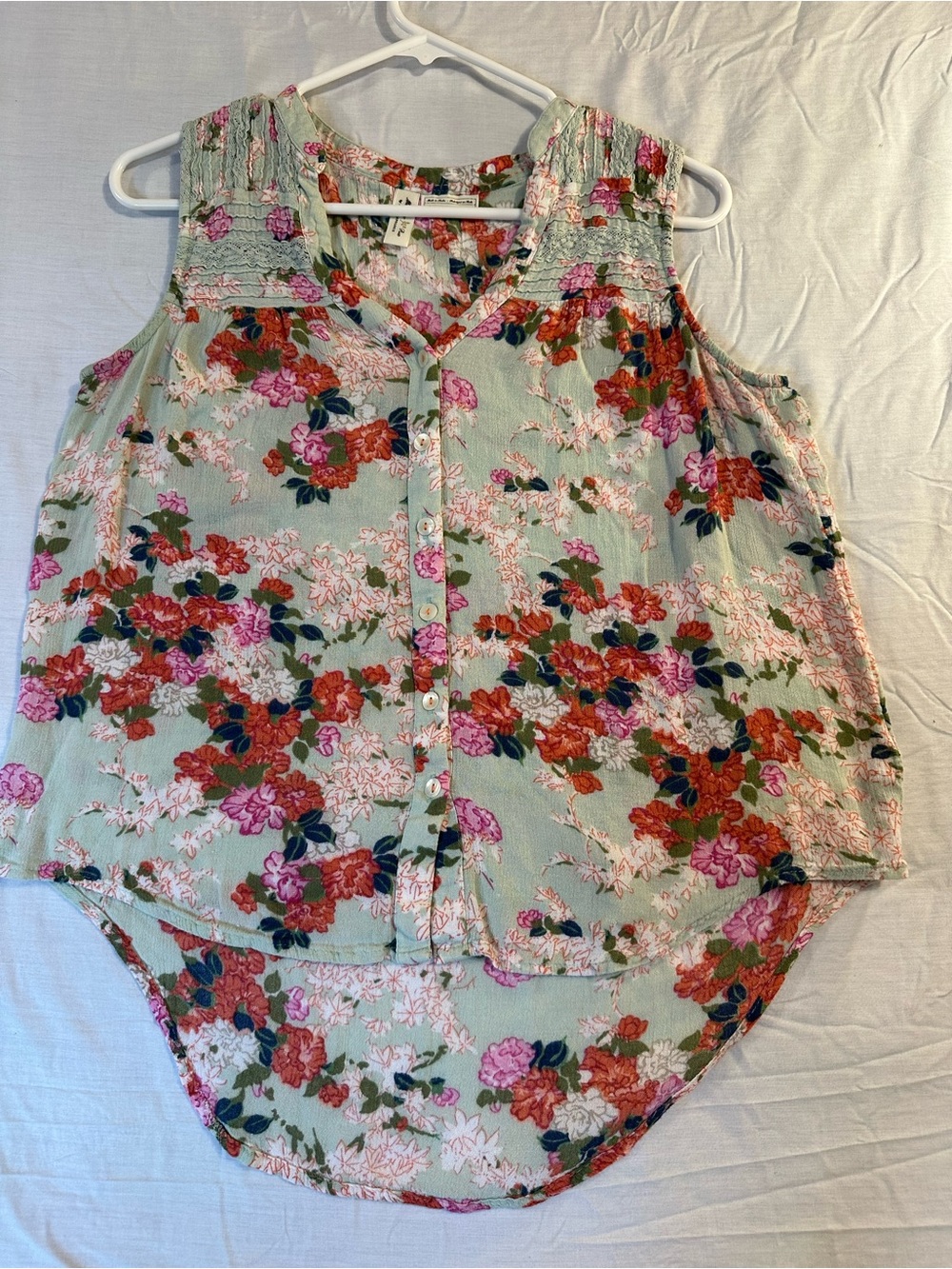 Meadow Rue by Anthropologie Sleeveless blouse Women 6 Boho Lace Trim